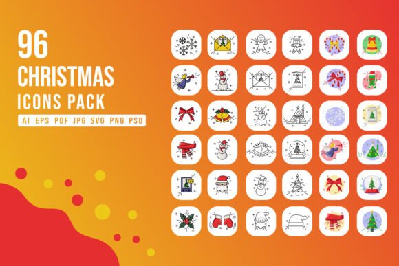 96 Christmas Winter Icons Pack for Creative Projects