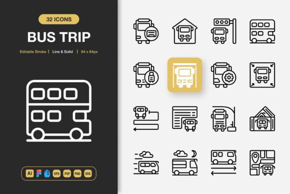 Bus Trip Icons Set for Modern Creative Projects