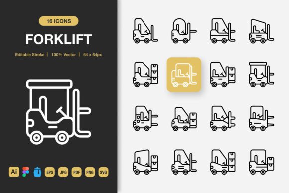 Forklift Outline Icons: Elevating Design Consistency Across Professional Workflows