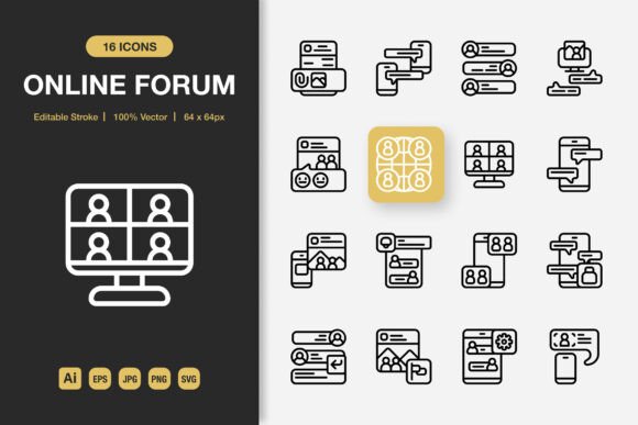 Online Forum Outline Icons: The Universal Toolkit for Modern Communication