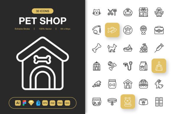 Pet Shop Icons: Streamline Your Visual Projects