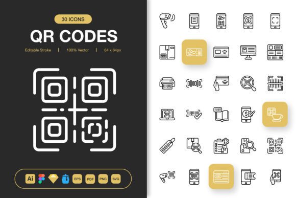 Revolutionize Your Visual Projects with a Professional QR Code and Barcode Icon Pack