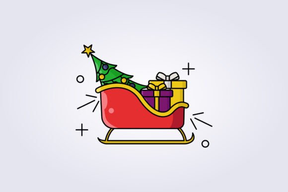 Santa Sleigh Icon Vector Illustration