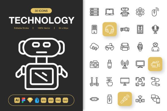 Technology Outline Icons: Clean Design for Any Digital Project
