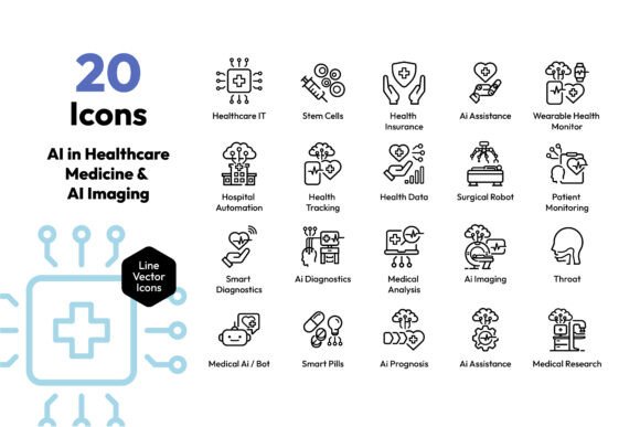 The AI in Healthcare Icon Set: A Strategic Asset for Visual Communication